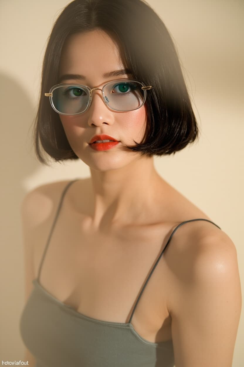 Studio portrait, blue-light glasses